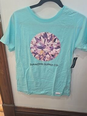 Diamond Supply Co. Women's Mint Tee with Pink Graphic Diamond